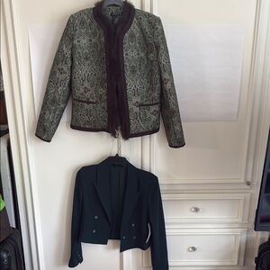3 Central Park West Green and Brown Tailored Blazer w blazer, CPW sweater.